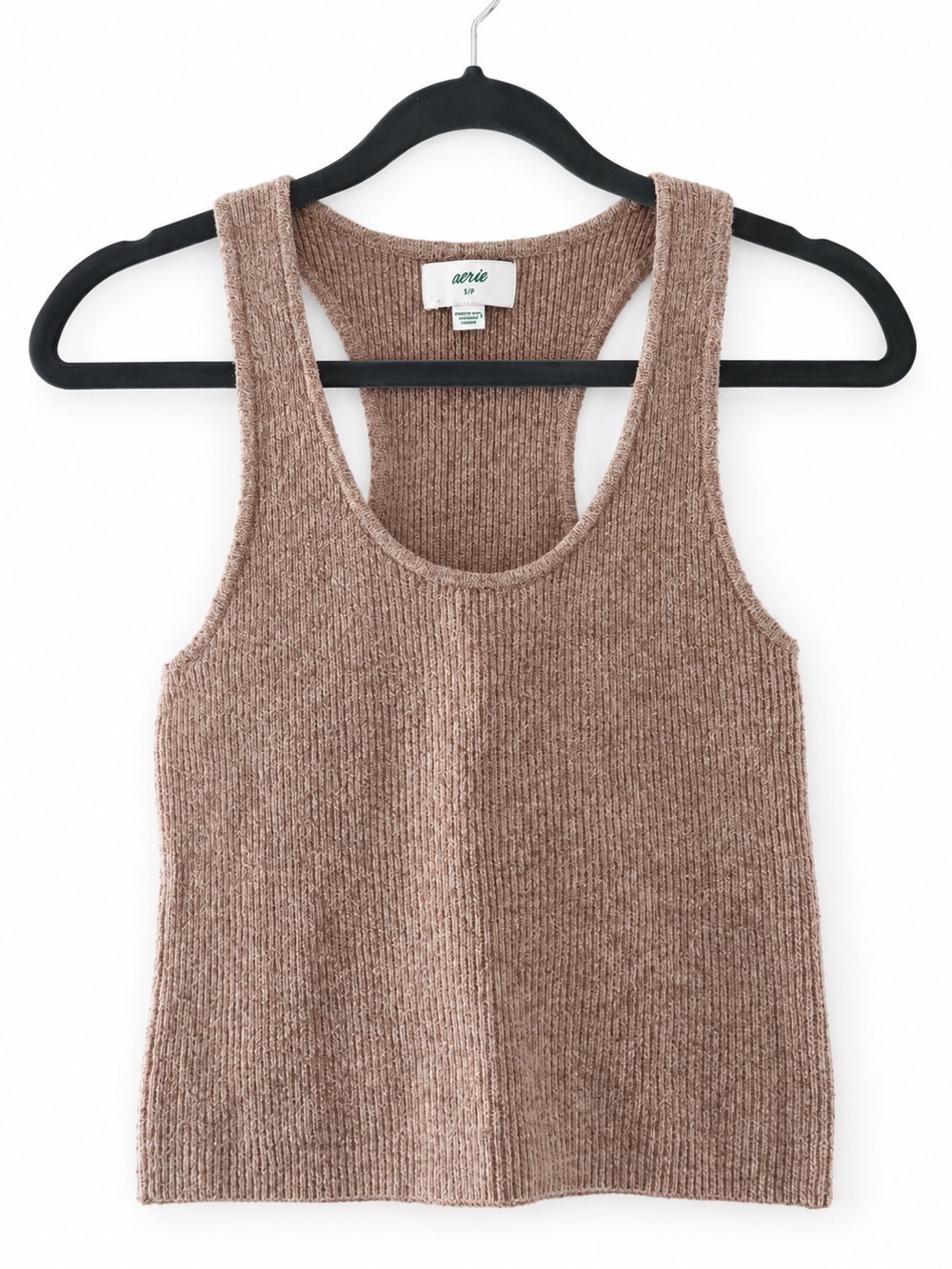 Aerie Brown Tan Ribbed Knit Racerback Tank Top Size Small